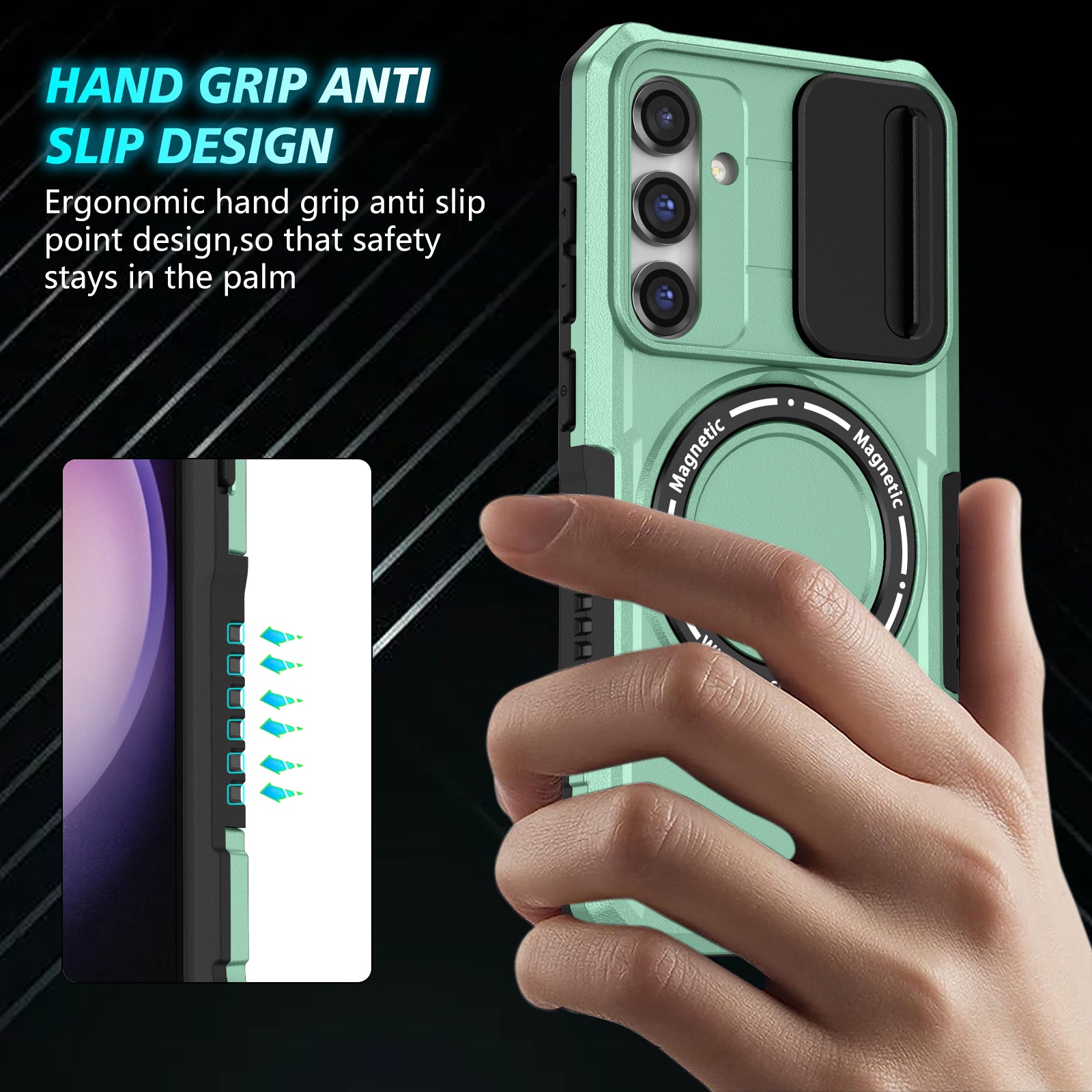 Compatible with MagSafe PC TPU Case for Samsung Galaxy S23 FE Kickstand Anti-Drop Phone Shell with Sliding Lens Cover Compatible with MagSafe PC TPU Case for Samsung Galaxy S23 FE Kickstand Anti-Drop Phone Shell with Sliding Lens Cover